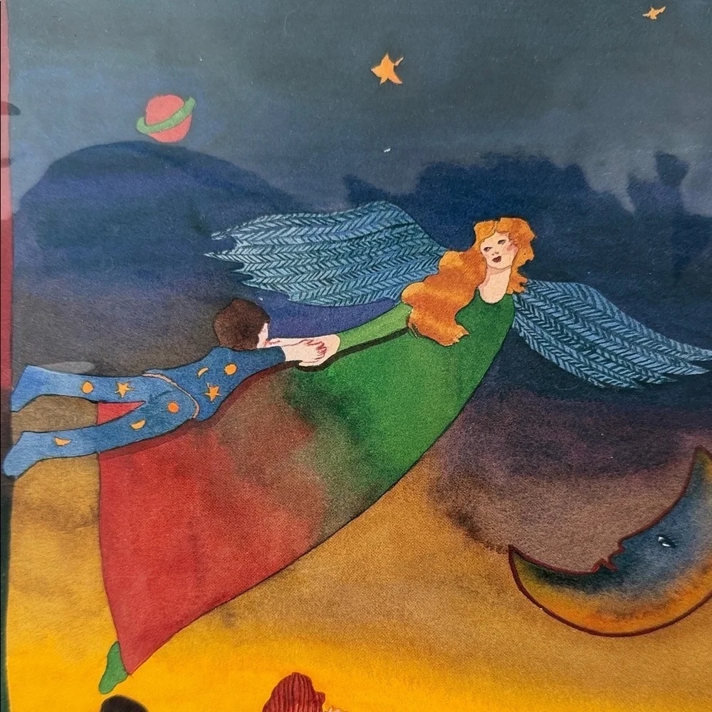 NEW Jessel Miller Watercolor Painting Angel Ease from Angels in the Vineyards - Picture 2 of 10